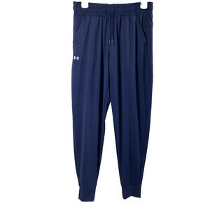 Under Armour Athletic Pants Womens Small Navy Blue Cuffed Pockets Lightweight